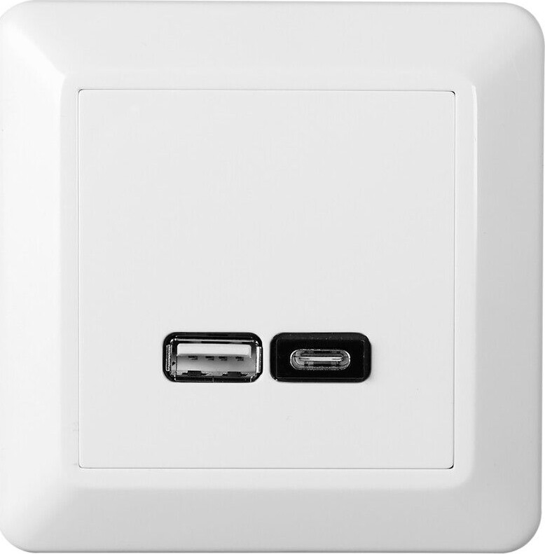 Elko RS Nordic USB-pistorasia A+C 2,4A kehyksellä, kirkkaan valkoinen