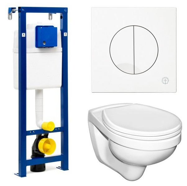 Gustavsberg Seinä-WC paketti Triomont all-in-one, täydellinen toimitus, valkoinen