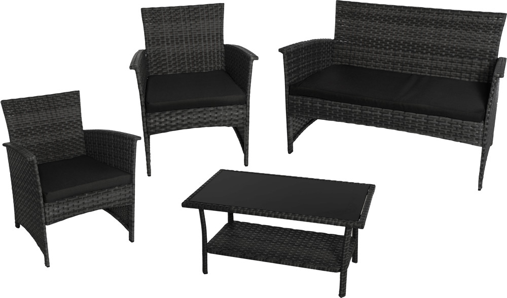 4Living Tobago Oleskeluryhmä Musta (Sis. sohva, 2 x tuoli + pöytä)