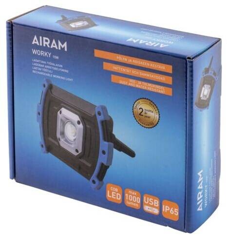 Airam LED-valonheitin Worky 10W 1000lm ladattava IP65