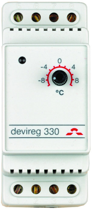 Devireg 330 Termostaatti Din-kiskoas. +5-+45 Lattiat.