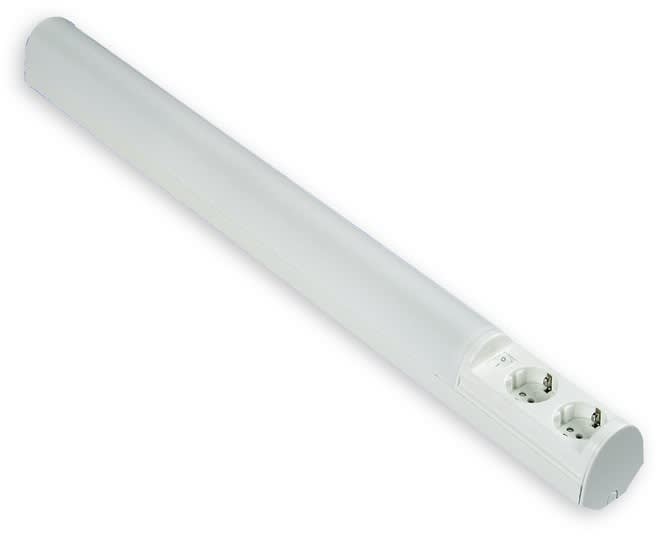 Ensto LED-työpistevalaisin Ali AL13218LED/DW 9W/8DW 768 mm 2-osainen pistorasia + kytkin valkoinen