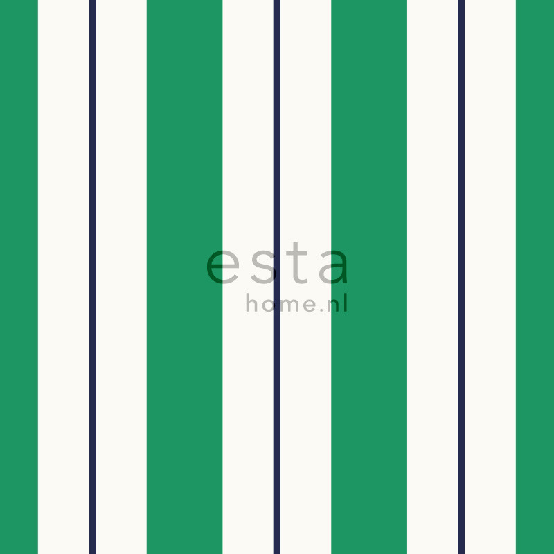 ESTA Regatta Crew Tapetti stripes vihreä & laivastonsininen 53 cm x 10,05 m Non-woven