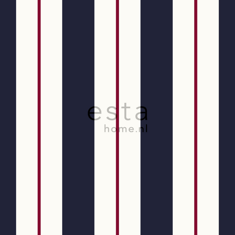 ESTA Regatta Crew Tapetti stripes sininen & punainen 53 cm x 10,05 m Non-woven