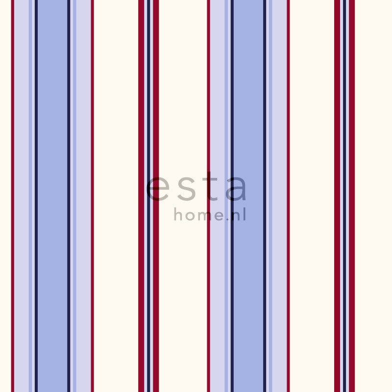 ESTA Regatta Crew Tapetti stripes vaaleansininen & punainen 53 cm x 10,05 m Non-woven