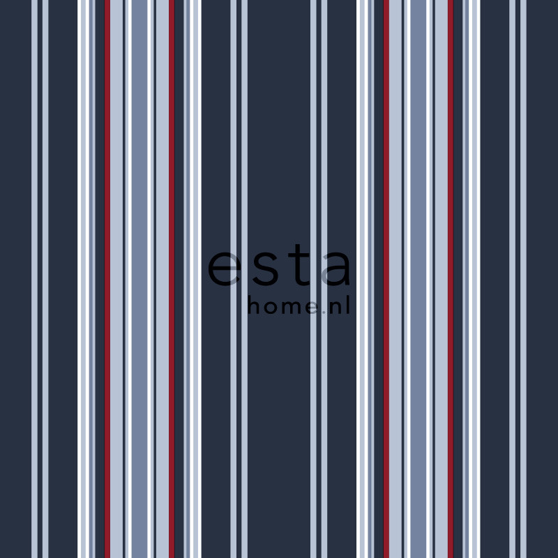 ESTA Regatta Crew Tapetti stripes laivastonsininen & punainen 53 cm x 10,05 m Non-woven