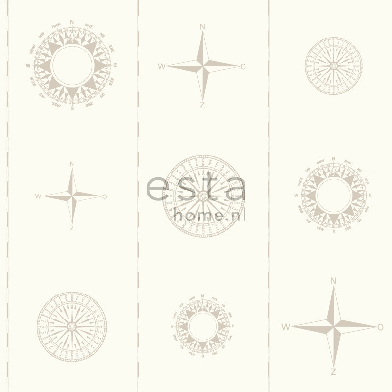 ESTA Regatta Crew Tapetti compass cards beige 53 cm x 10,05 m Non-woven