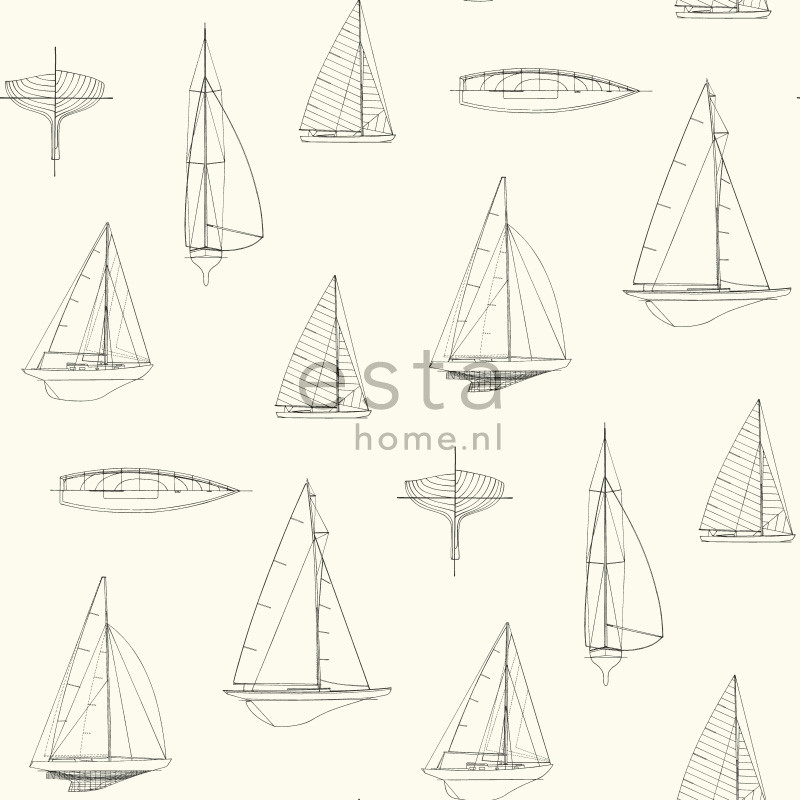 ESTA Regatta Crew Tapetti boats 136430 beige 53 cm x 10,05 m Non-woven