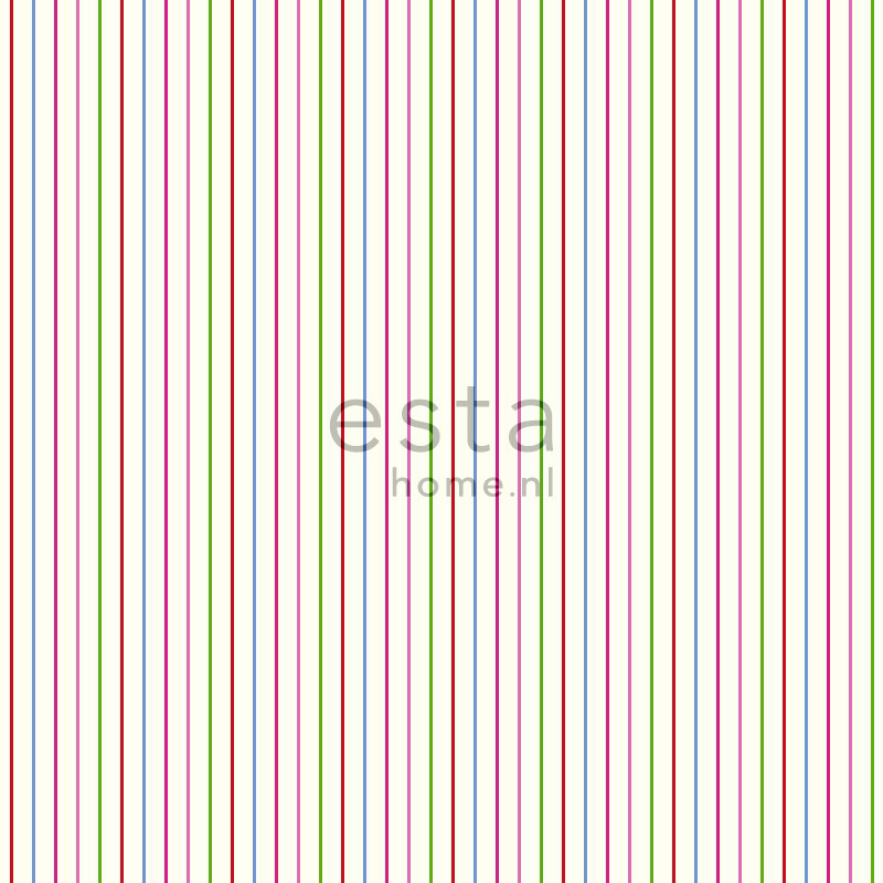 ESTA Giggle Tapetti stripes lime & punainen 53 cm x 10,05 m Non-woven