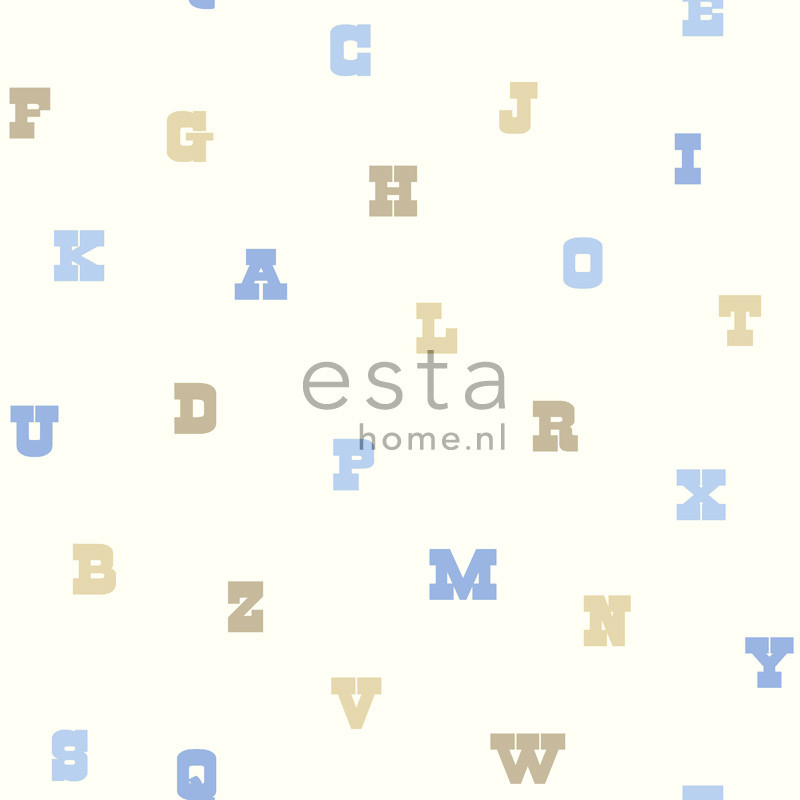 ESTA Giggle Tapetti learning the alphabet beige & vaaleansininen 53 cm x 10,05 m Non-woven