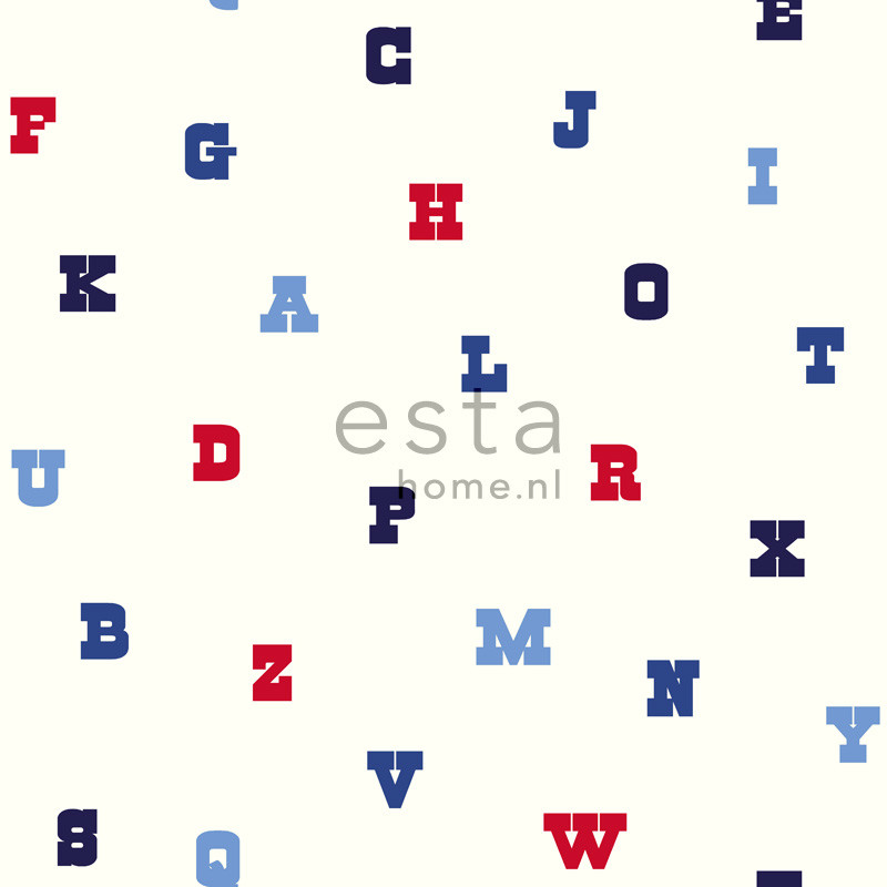 ESTA Giggle Tapetti learning the alphabet red valkoinen & sininen 53 cm x 10,05 m Non-woven