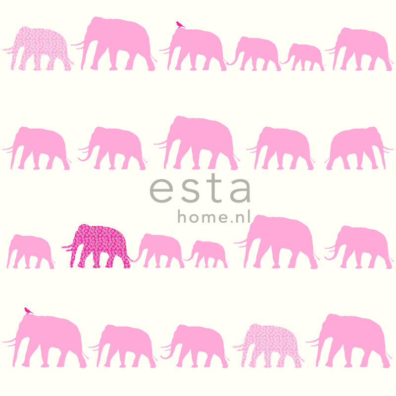 ESTA Giggle Tapetti elephants vaaleanpunainen 53 cm x 10,05 m Non-woven