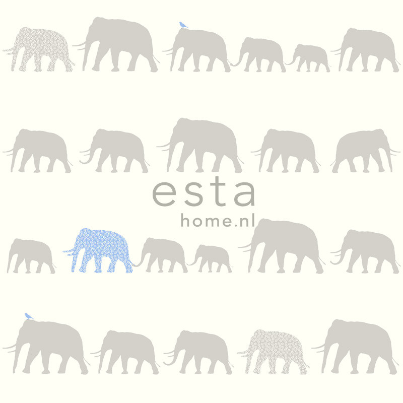ESTA Giggle Tapetti elephants hopea & vaaleansininen 53 cm x 10,05 m Non-woven