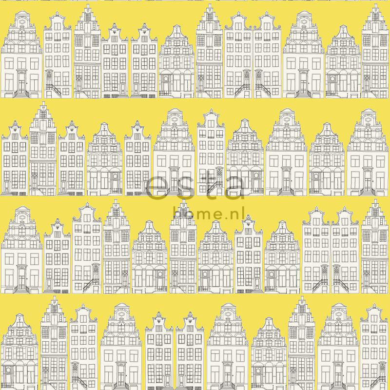 ESTA Denim & Co. Tapetti Amsterdam houses keltainen 53 cm x 10,05 m Non-woven