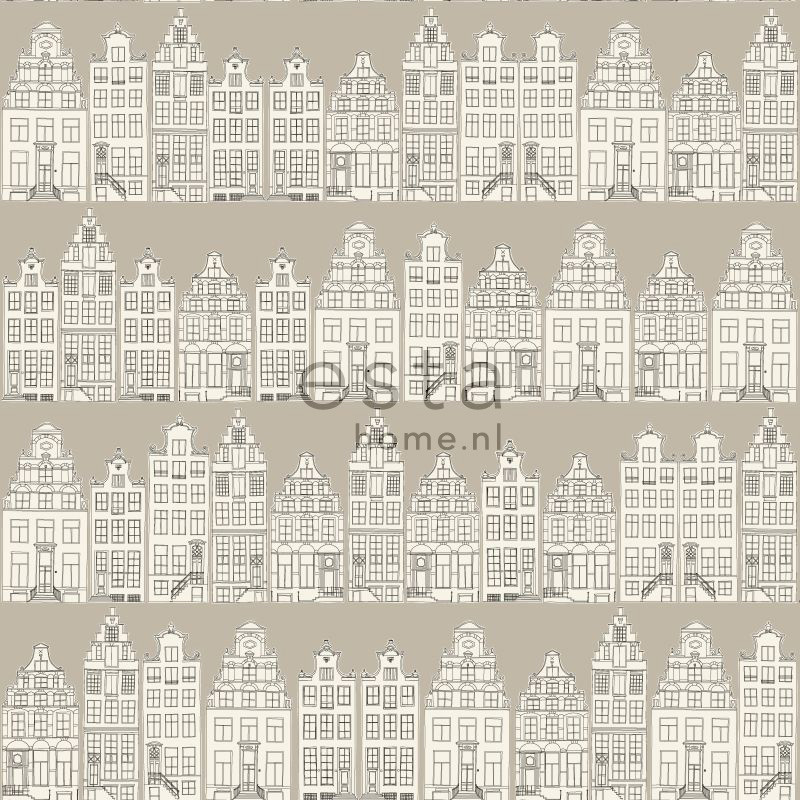 ESTA Denim & Co. Tapetti Amsterdam houses beige 53 cm x 10,05 m Non-woven