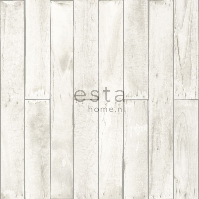 ESTA Denim & Co. Tapetti wood 137742 valkoinen 53 cm x 10,05 m Non-woven