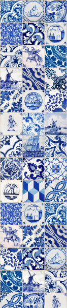 ESTA Ginger Paneelitapetti PhotoWallXL little tiles delfts sininen 46,5 cm x 8,35 m