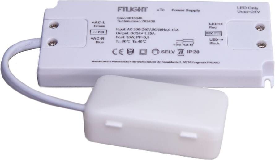 FTLight LED-vakiojännitelähde 30W 24V IP20