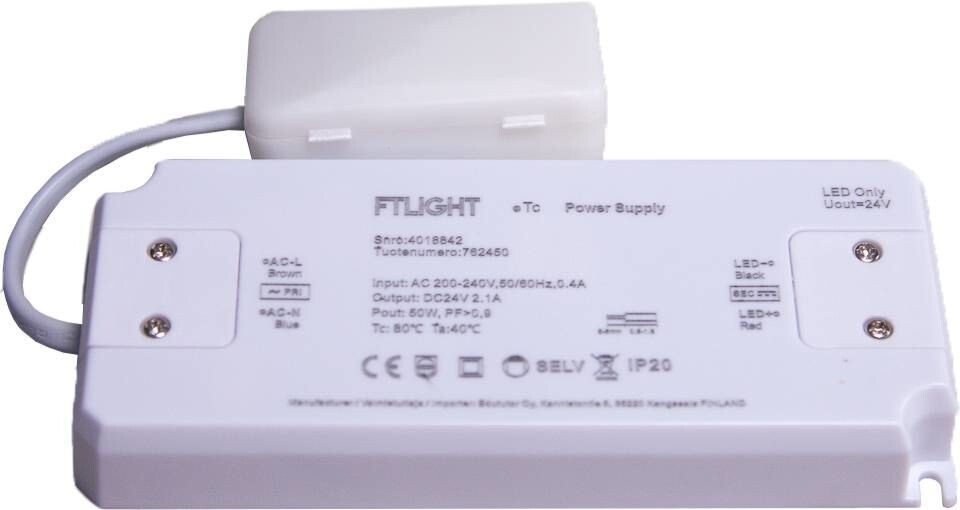FTLight LED-vakiojännitelähde 50W 24V IP20