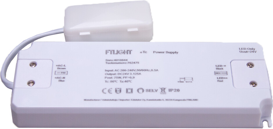 FTLight LED-vakiojännitelähde 75W 24V IP20