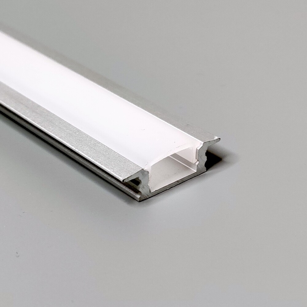 FTLight LED-asennuslista 2m upotettava läpikuultava maitolasi alumiini