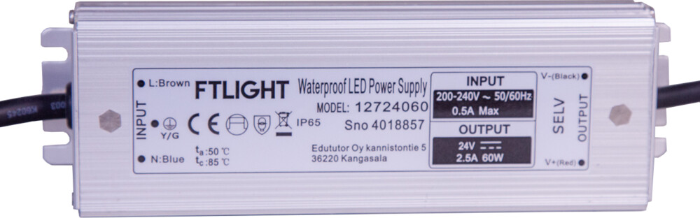 FTLight LED Vakiojännitelähde 60W 24V IP65