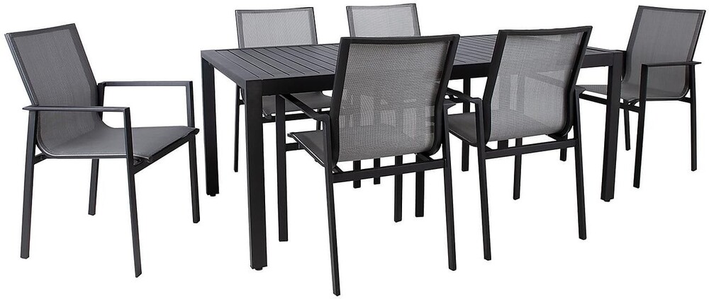 Home4you Ruokailuryhmä Amalfi pöytä + 6 tuolia musta