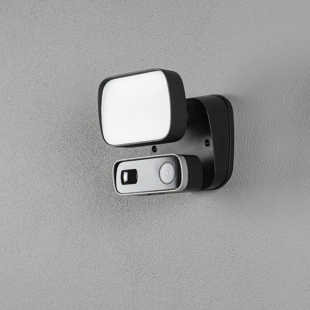 Konstsmide Smartlight 7867-750 seinävalaisin liiketunnistimella, kameralla, kaiuttimella ja mikrofonilla musta 10W IP54