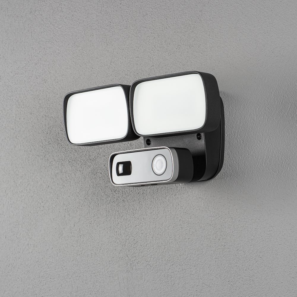 Konstsmide Smartlight 7869-750 seinävalaisin liiketunnistimella, kameralla, kaiuttimella ja mikrofonilla musta 24W IP54