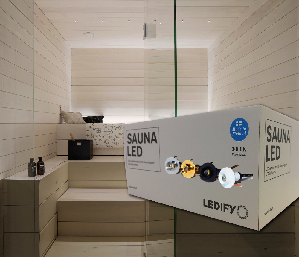 RAJ.ERÄ! Varastontyhjennys! LEDIFY Saunavalaistussarja LED Musta, 6-valopistettä (noin 3m2 saunaan)