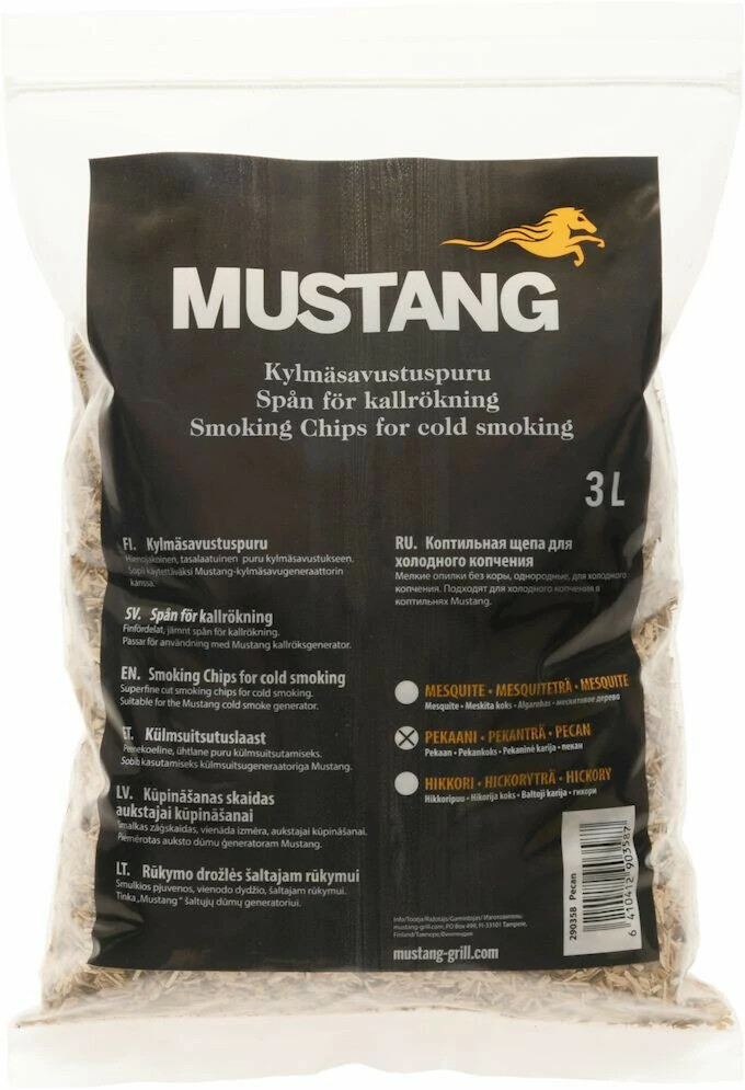 Mustang hienojakoinen savustuspuru 3l, pecan