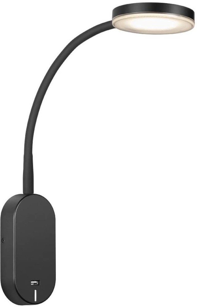 Nordlux Mason Seinävalaisin USB-liitännällä musta LED 5W IP20