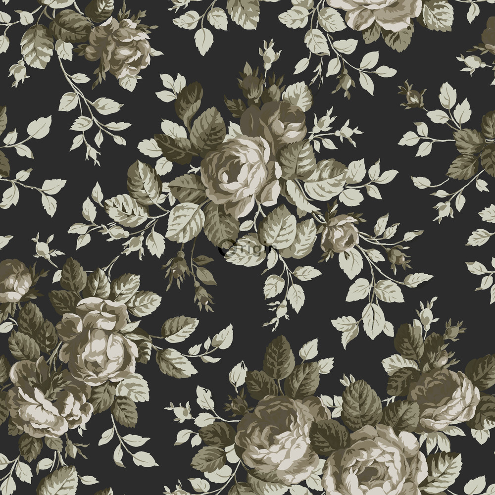 Origin Bloomingdale 326142 roses musta/beige non-woven tapetti
