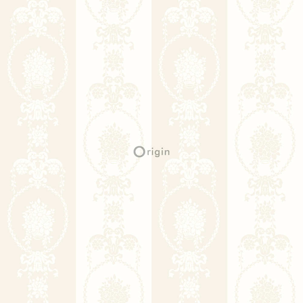 Origin Upstairs & downstairs 346829 baroque hopea/valkoinen non-woven tapetti