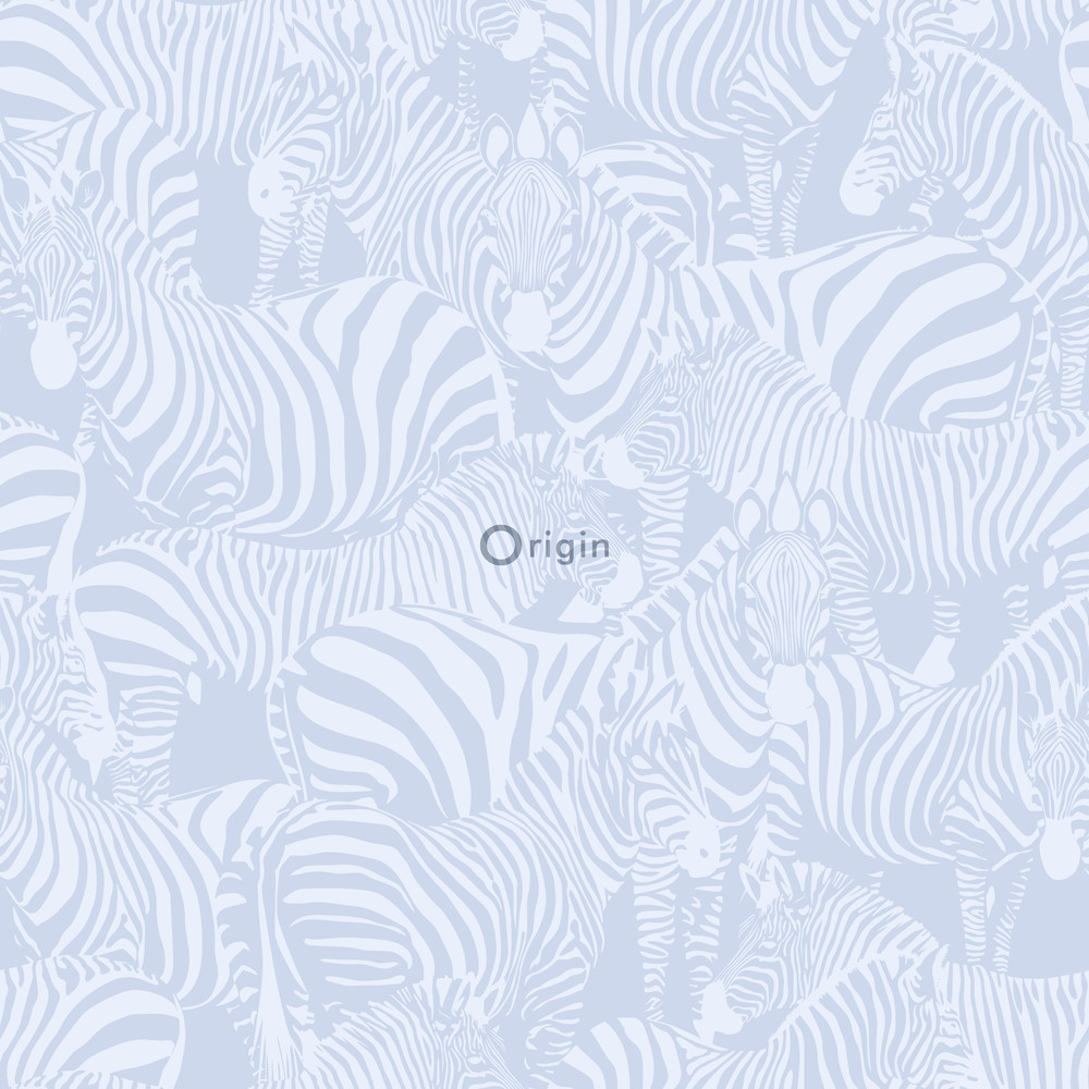 Origin Upstairs & downstairs 346834 zebra's pehmeänsininen non-woven tapetti
