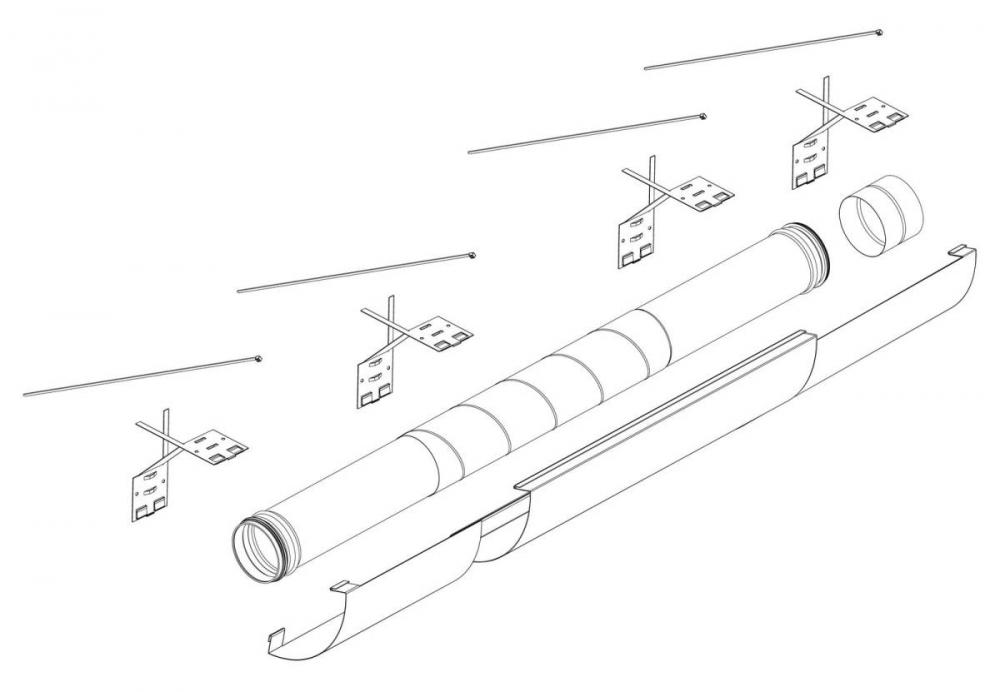 Pax Teleskooppinen putkijestelmä EOS ilmanvaihtokoneeseen, 500-1190 mm, Ø 100mm