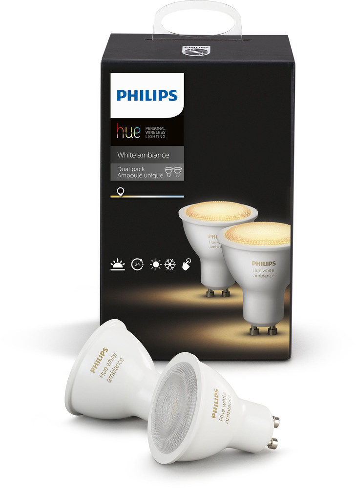 Varastontyhjennys! Philips Hue White Ambiance Bluetooth LED-älylamppu 2 x 5,5W GU10