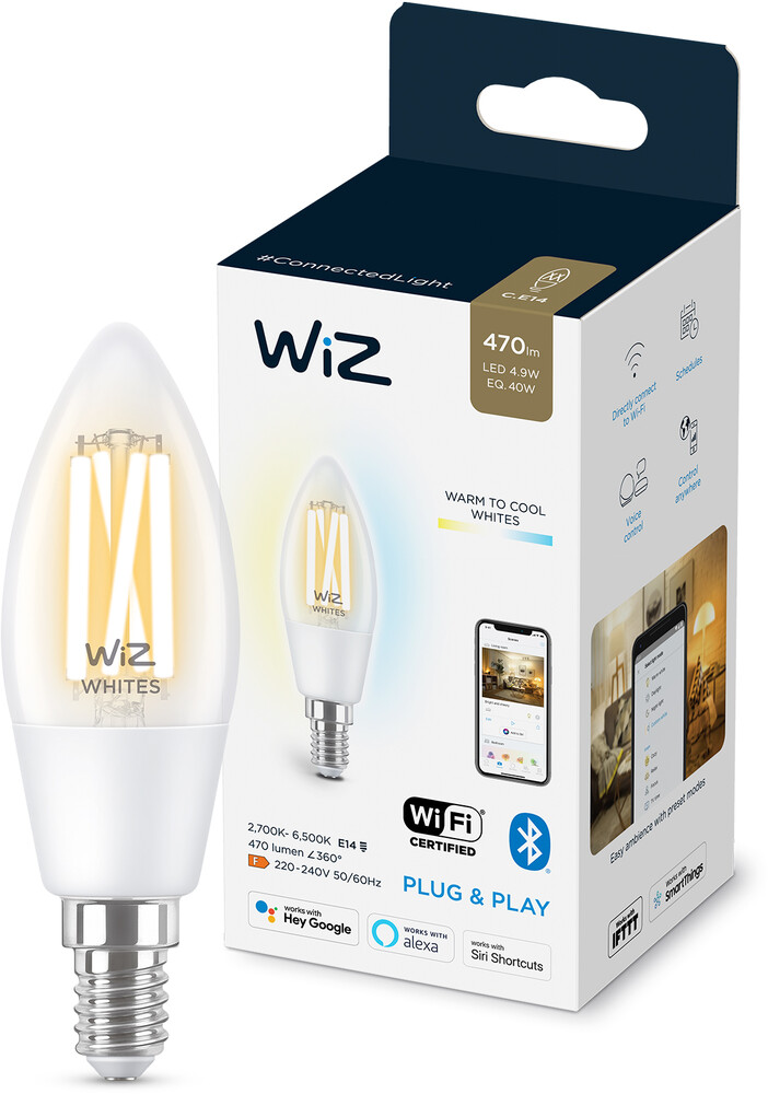 WiZ älylamppu Wi-Fi 40W C35 E14 927-65 kirkas