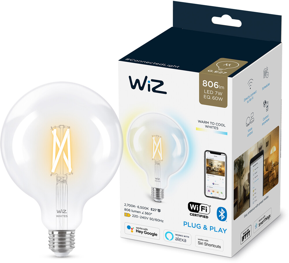 WiZ älylamppu Wi-Fi 60W G125 E27 927-65 kirkas