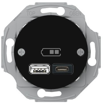 Schneider Electric Renova USB-latauspistorasia A + C 2,4 A musta Renova