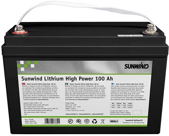 Sunwind Li-ion akku Sunwind High Power 100 Ah