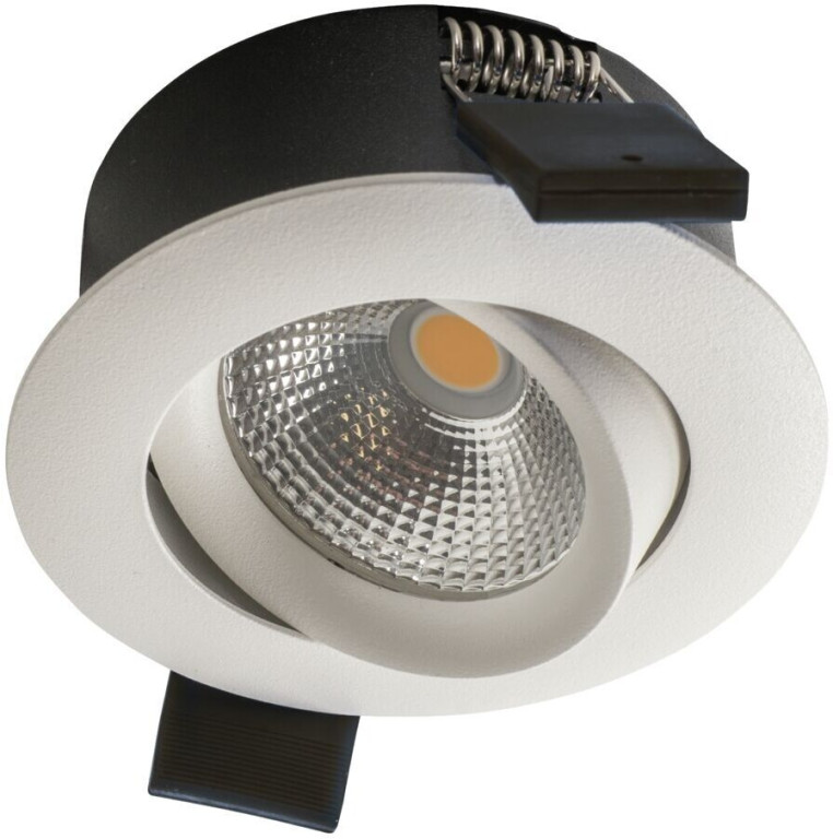 LED-alasvalo Airam Compact, Ø80x39mm, IP44, 5W/840, himmennettävä, suunnattava, valkoinen