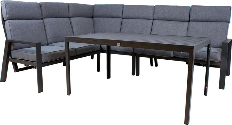 Home4you Oleskeluryhmä  Casten 6-istuttava sohva + pöytä tummanharmaa