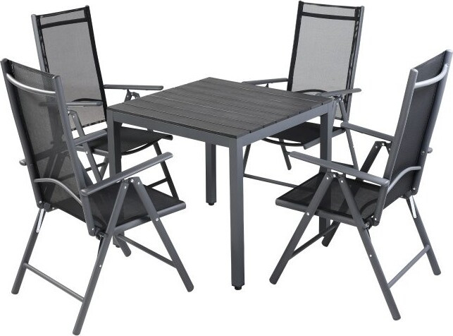 AB Polar Ulkoruokailuryhmä, pöytä + 4 tuolia, harmaa/musta