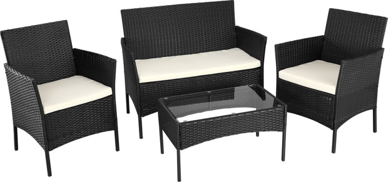 Ab Polar Oleskeluryhmä Palma 2-istuttava sohva + 2 nojatuolia + pöytä musta