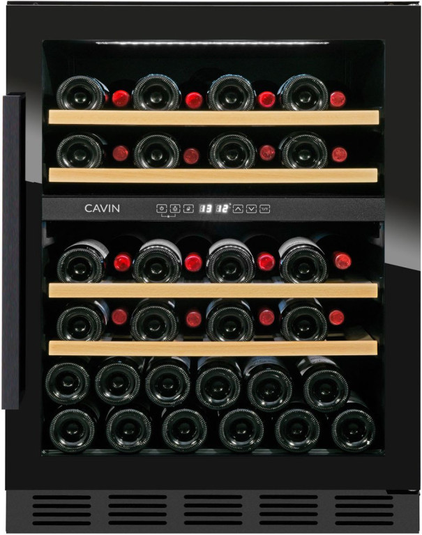 Kahden lämpötilan viinikaappi Cavin Arctic Collection 60D Fullglass Black, musta, integroitava