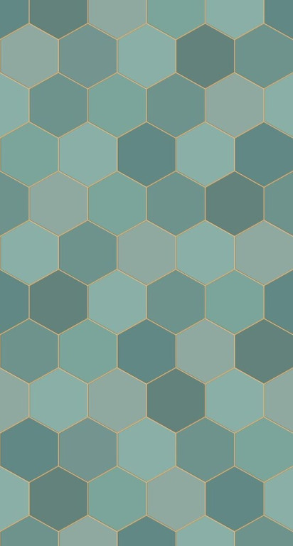 Esta PhotowallXL Hexagon Motif Paneelitapetti, 1.50x2.79m, vihreä