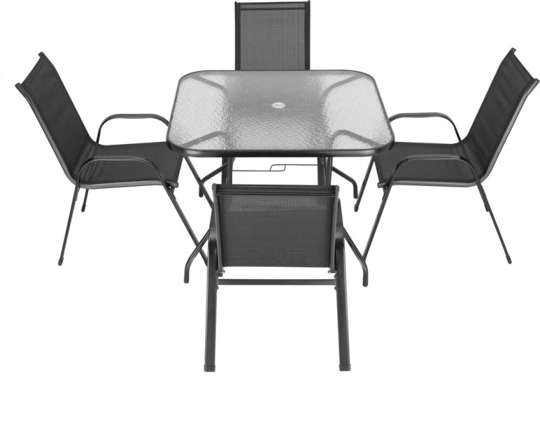 Ab Polar Ruokailuryhmä Malaga 100x100cm pöytä + 4 tuolia musta