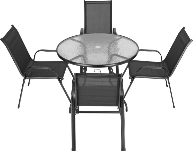 Ab Polar Ruokailuryhmä Malaga ø100cm pöytä + 4 tuolia musta