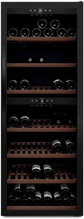Kahden lämpötilan viinikaappi mQuvée WineExpert 126 Fullglass Black, musta